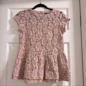 Pink Lace Floral Halogen Petite Top - XS